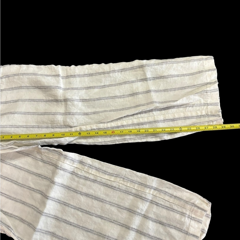 Athleta Stripe Bali 100% Linen Pants Women's Blue White Pinstripes wide … - Picture 10 of 12